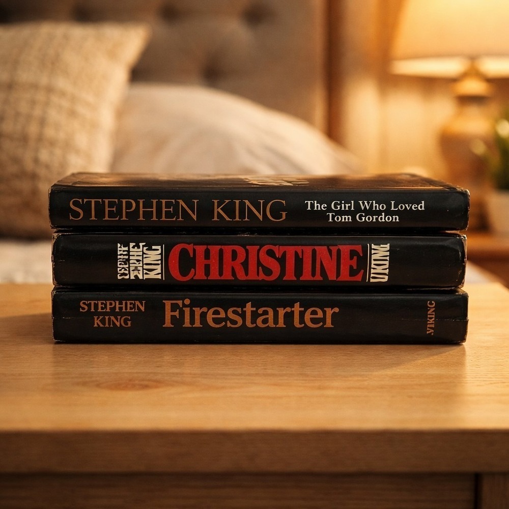 LOT/3 VINTAGE Stephen King HC's - Christine, Firestarter, Girl Who Loved Tom G